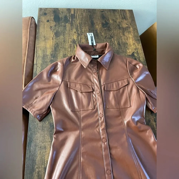 Noisy May Pushy PU Brown dress - Picture 7 of 14